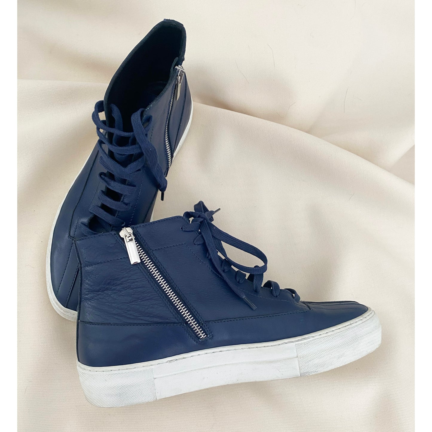 Tibi Navy Leather "Gabe" HIgh Tops, size 39