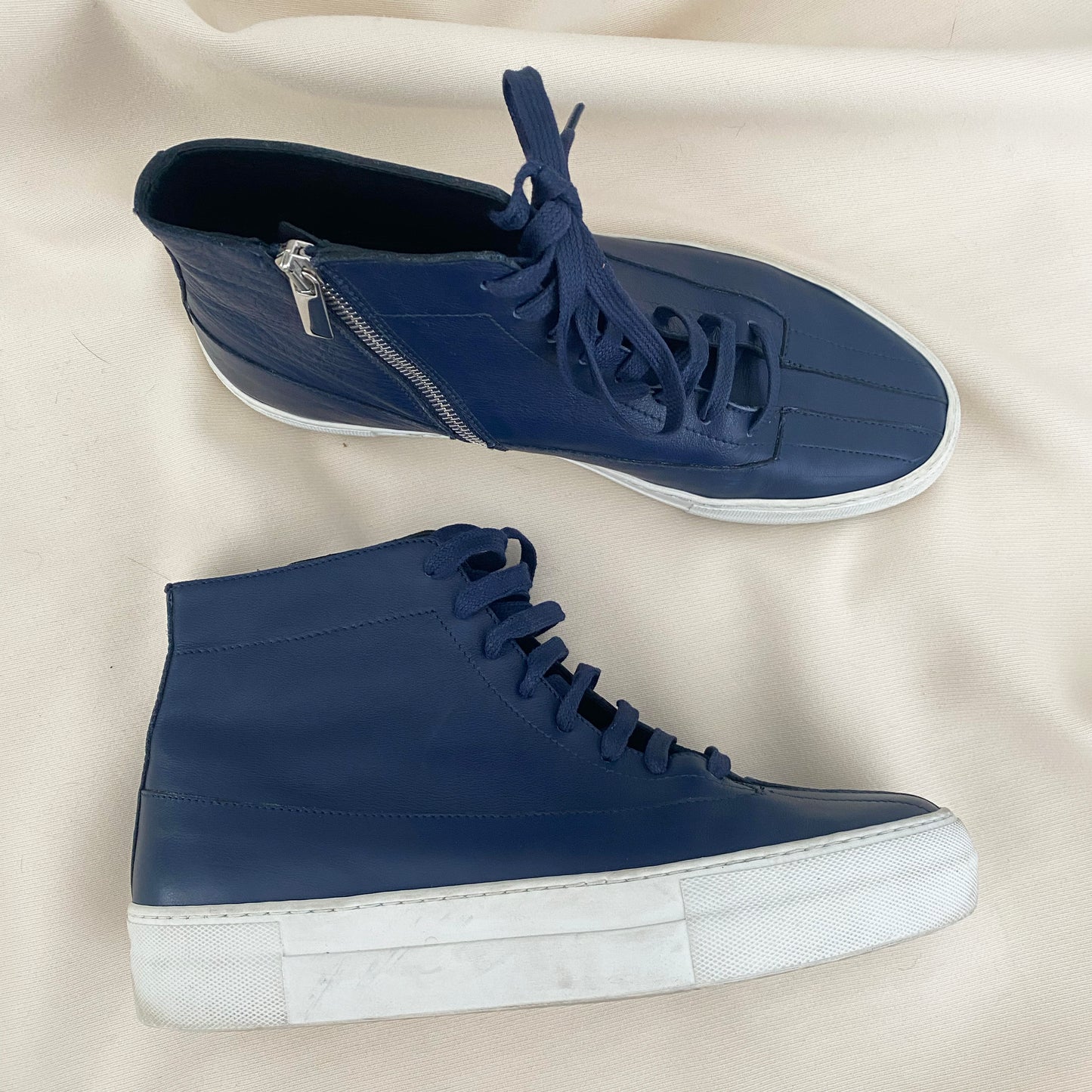 Tibi Navy Leather "Gabe" HIgh Tops, size 39