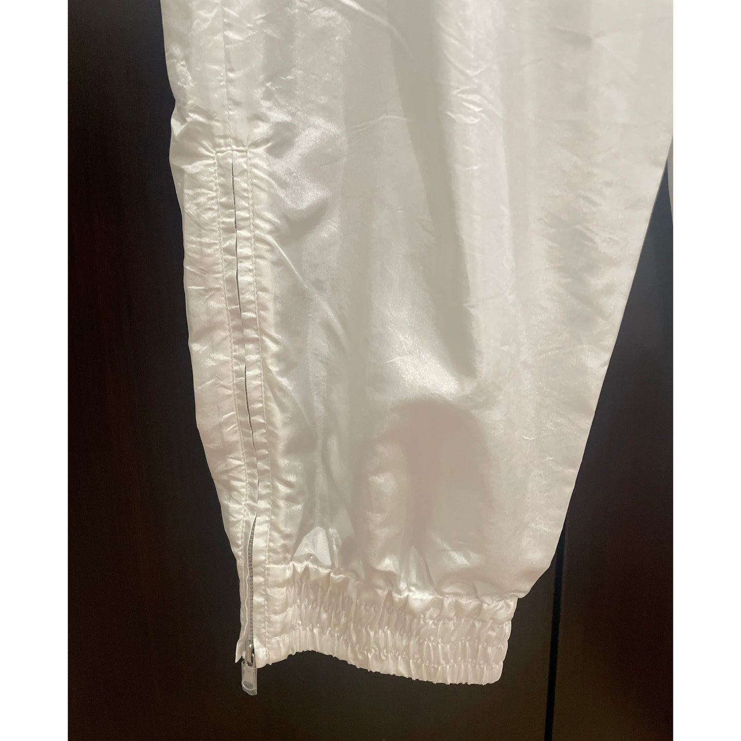 Tibi Nylon Paperbag Waist Pant in White, size XL (fits L/XL)