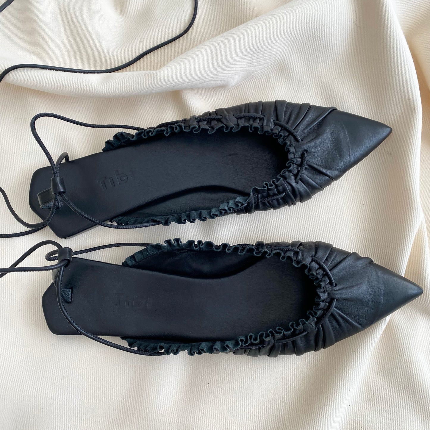 Tibi "Sergei" Flats in Black Leather, size 42