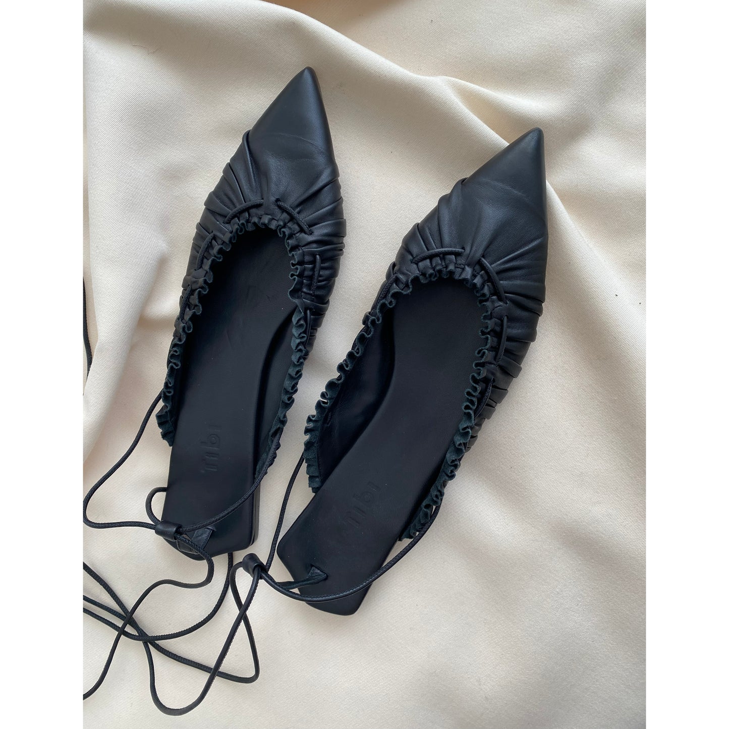 Tibi "Sergei" Flats in Black Leather, size 42