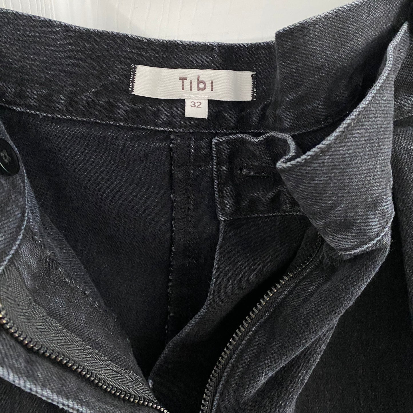 Tibi "Stella" Pleated Jeans in Black, size 32