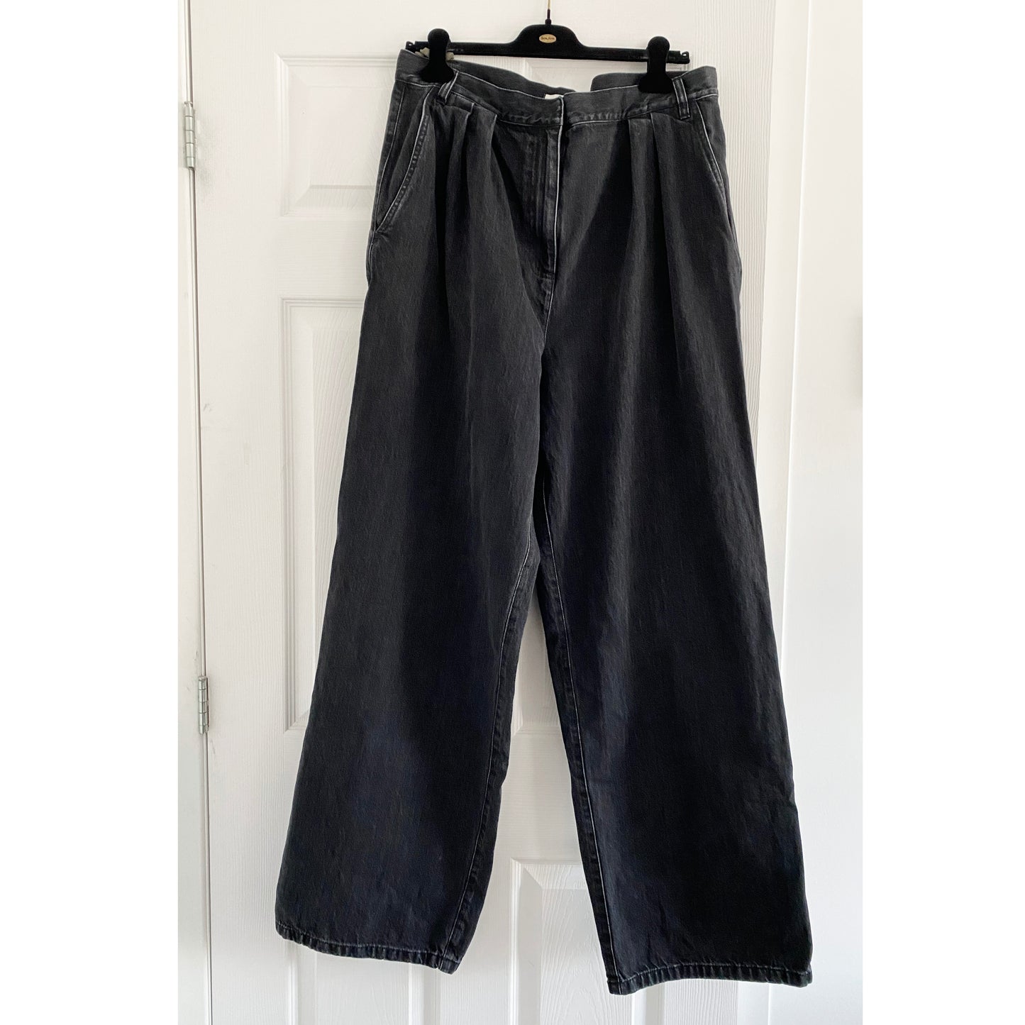 Tibi "Stella" Pleated Jeans in Black, size 32