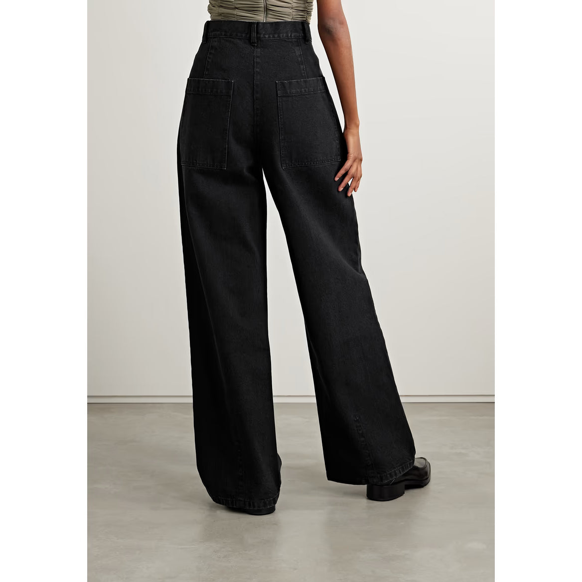 Tibi "Stella" Pleated Jeans in Black, size 32