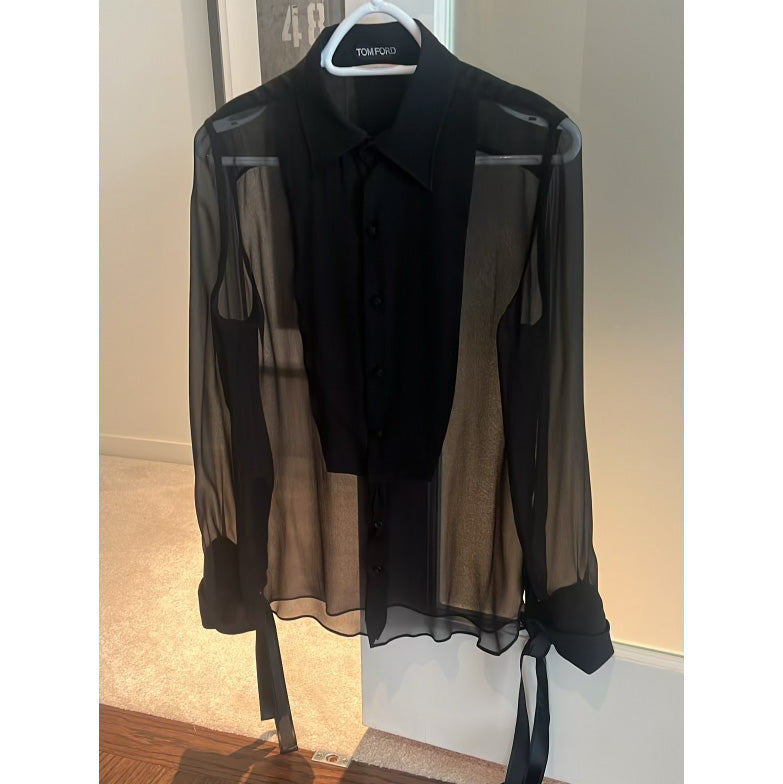 Tom Ford Silk Tuxedo Blouse, size 42 (fits like size 6/8)