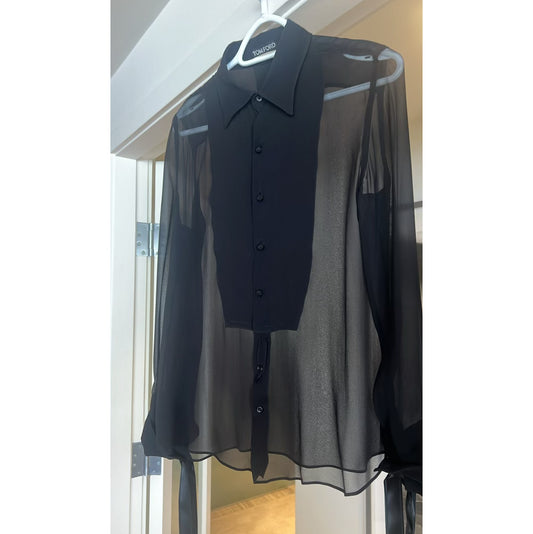 Tom Ford Silk Tuxedo Blouse, size 42 (fits like size 6/8)