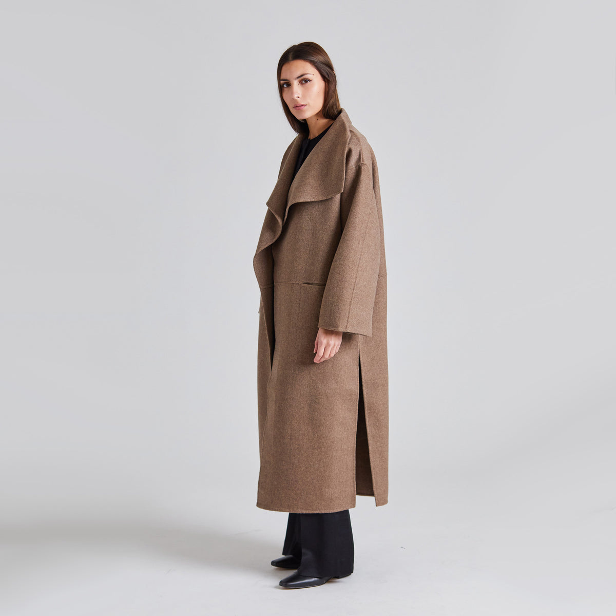 Toteme Signature wool and cashmere coat in "Oak Melange", size Small (fits Medium?)