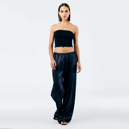 Tibi Summer Satin Pants in Navy, size XL
