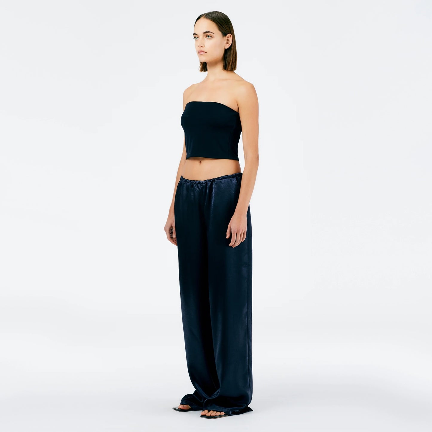 Tibi Summer Satin Pants in Navy, size XL
