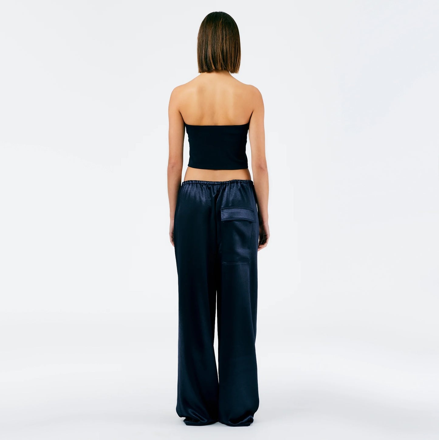 Tibi Summer Satin Pants in Navy, size XL