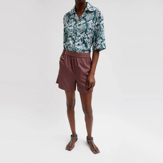 Tibi Drapey Suiting Pull On Shorts in "Cinnamon", size Large