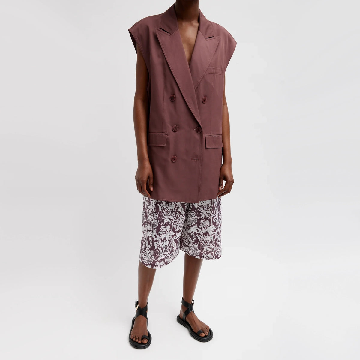 Tibi Drapey Suiting Oversized Double Breasted Vest in "Cinnamon", size Medium