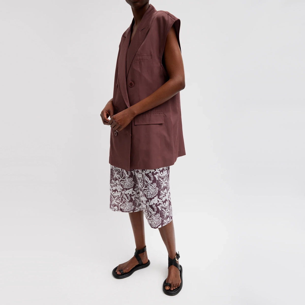 Tibi Drapey Suiting Oversized Double Breasted Vest in "Cinnamon", size Medium