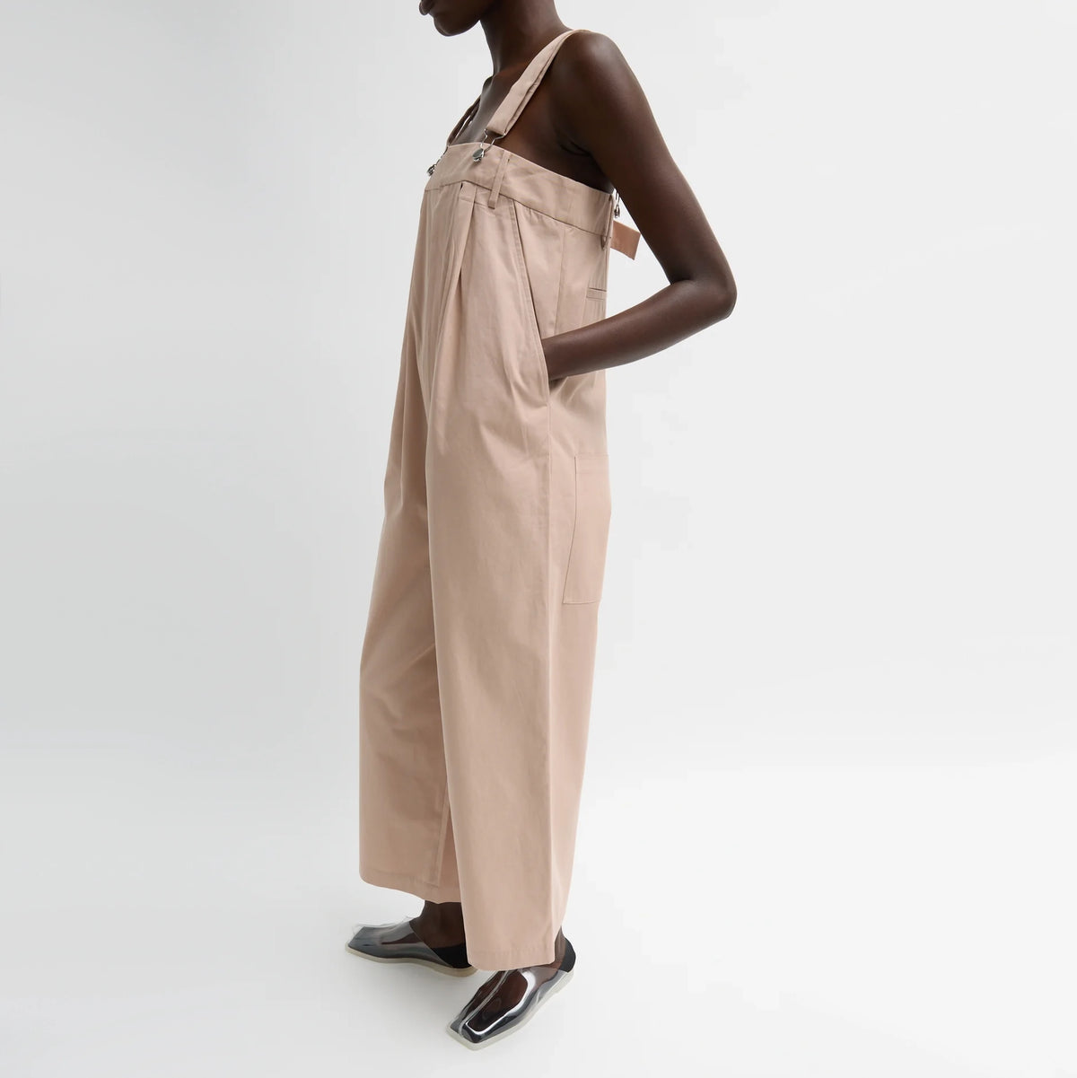 Tibi Bio Twill Overall Wide Leg Pant in "Cameo Pink", size 12
