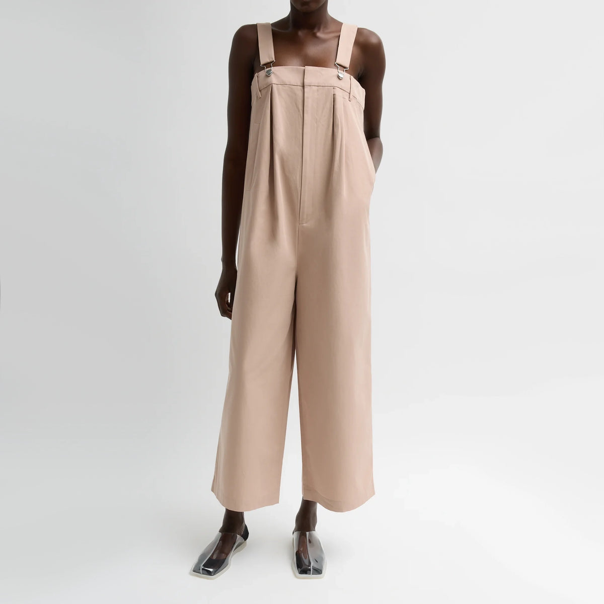 Tibi Bio Twill Overall Wide Leg Pant in "Cameo Pink", size 12