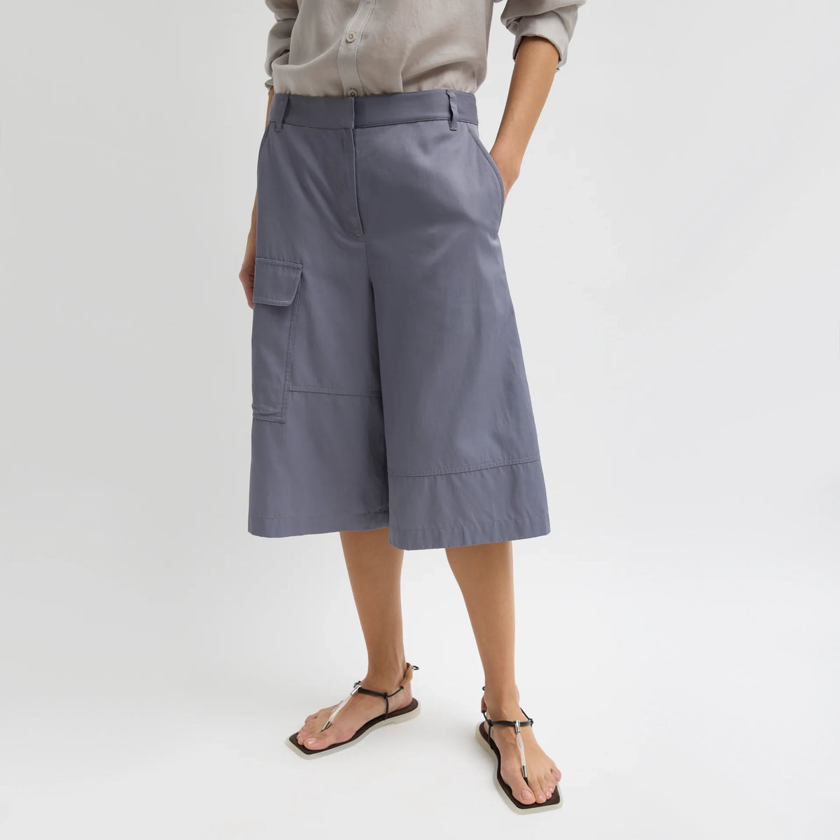 Tibi Drapey Suiting Cargo Short in "Deep Violet", size 12
