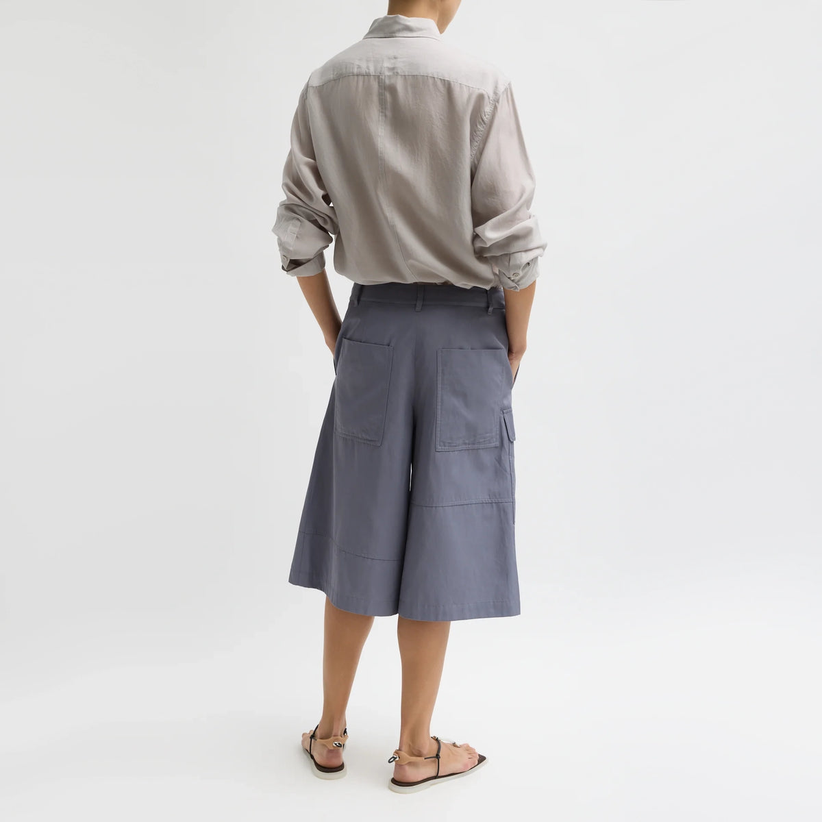 Tibi Drapey Suiting Cargo Short in "Deep Violet", size 12