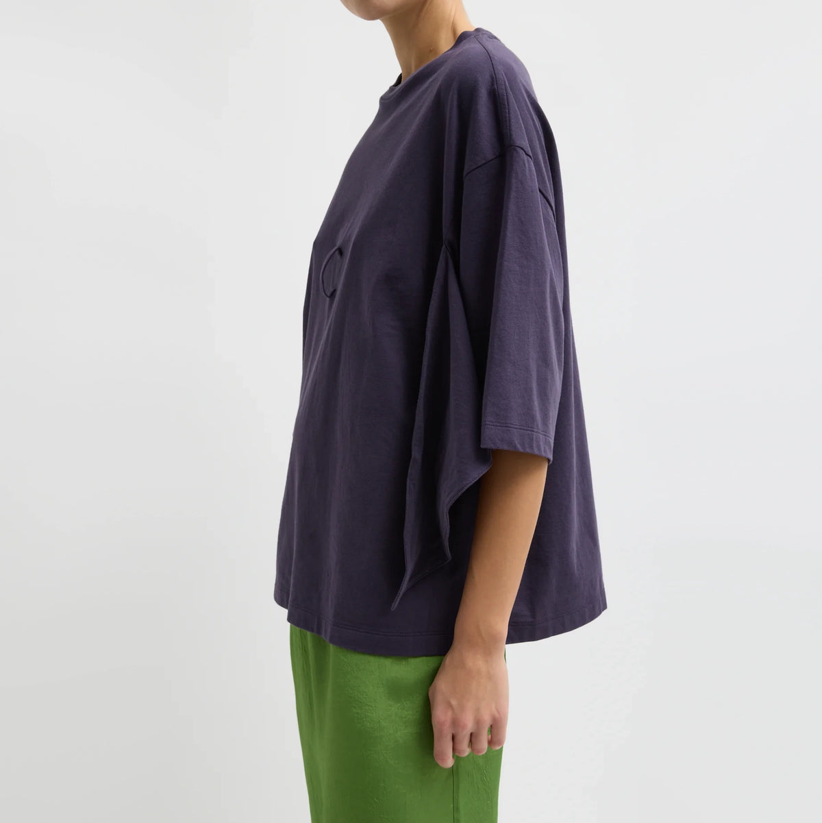 Tibi Tie Front T-Shirt in Eggplant, size Small