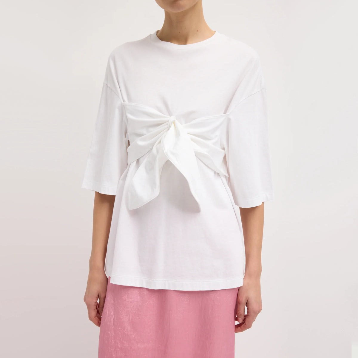 Tibi Tie Front T-Shirt in White, size Small