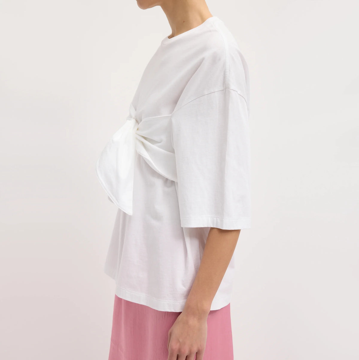 Tibi Tie Front T-Shirt in White, size Small