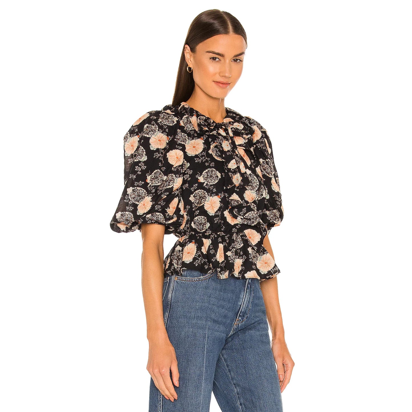 Ulla Johnson "Nadya" Top in Black Floral, size 0