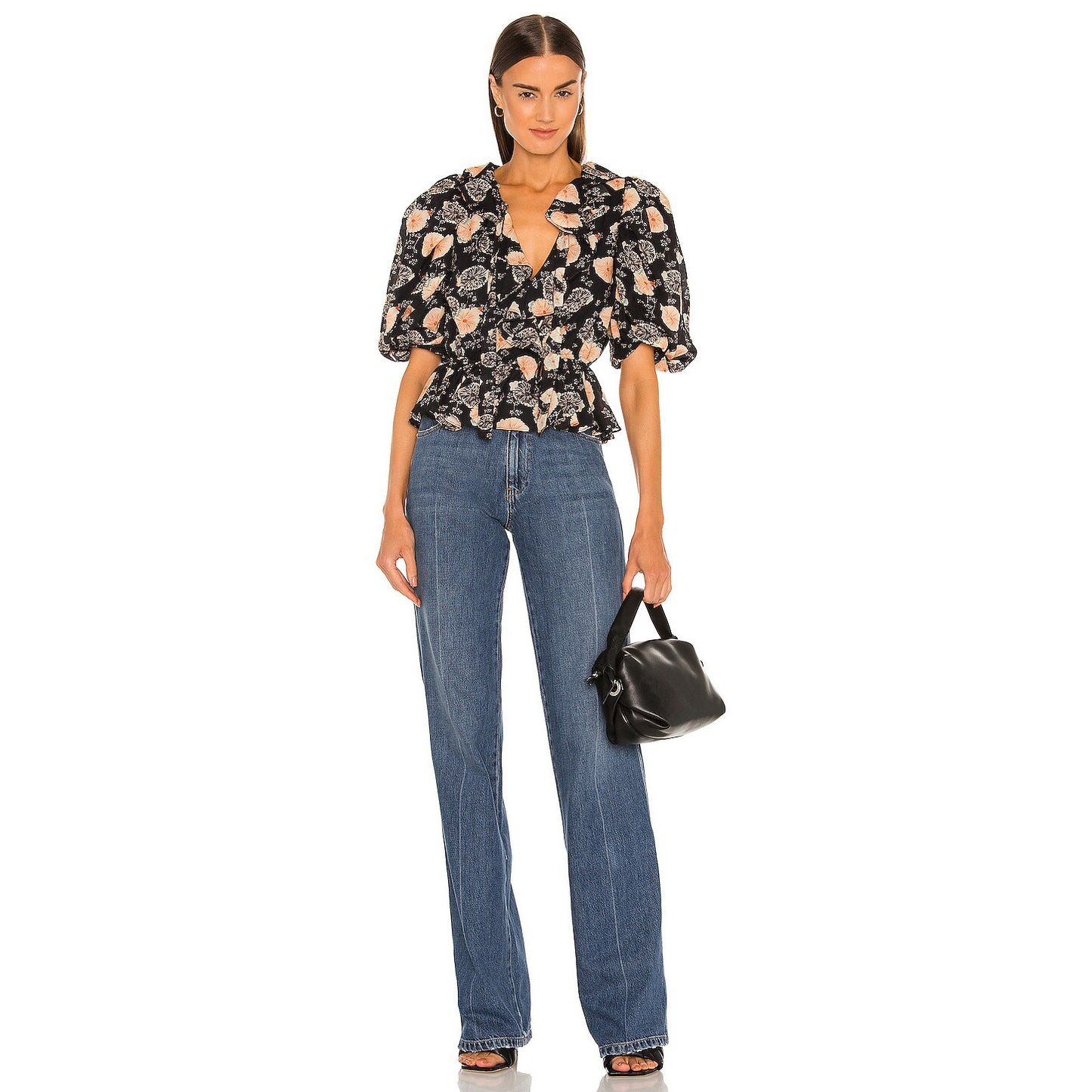 Ulla Johnson "Nadya" Top in Black Floral, size 0