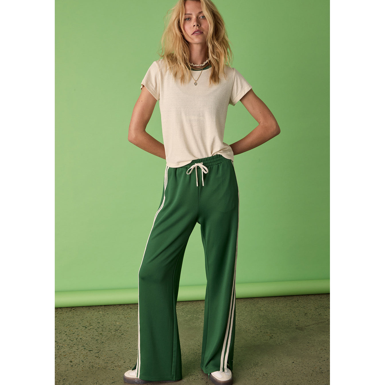 The Upside "When in Roma Holiday" Track Pant in Green, size Medium