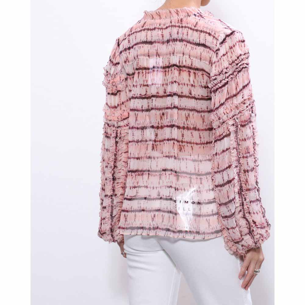 Ulla Johnson "Mari" Chiffon Blouse in Pink Tie Dye, size 0