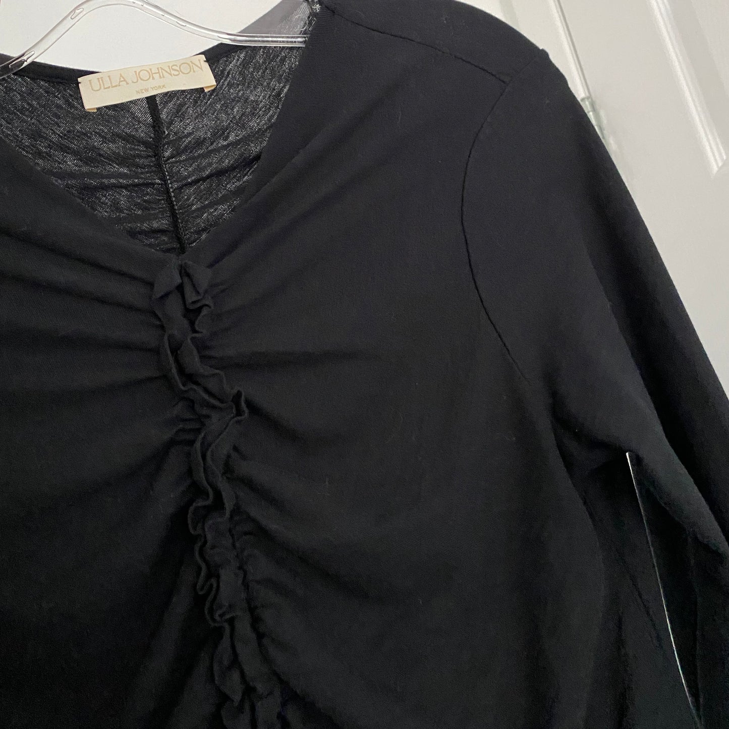 Ulla Johnson "Wren" Gathered Jersey Top in Black, size Medium (Fits S/M)