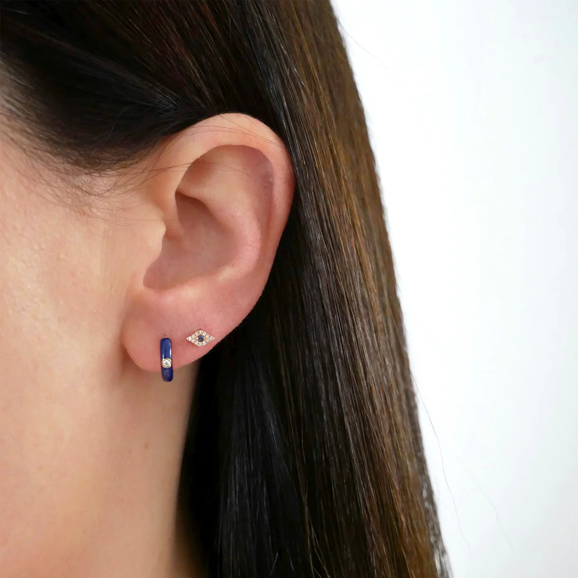 EF Collection Diamond Mini Evil Eye Stud Earring