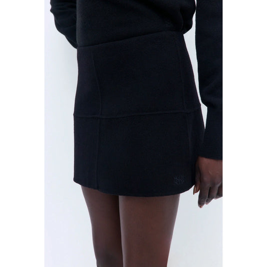 De Rococo Double Wool Mini Skirt in Black, size Medium (fits S/M)