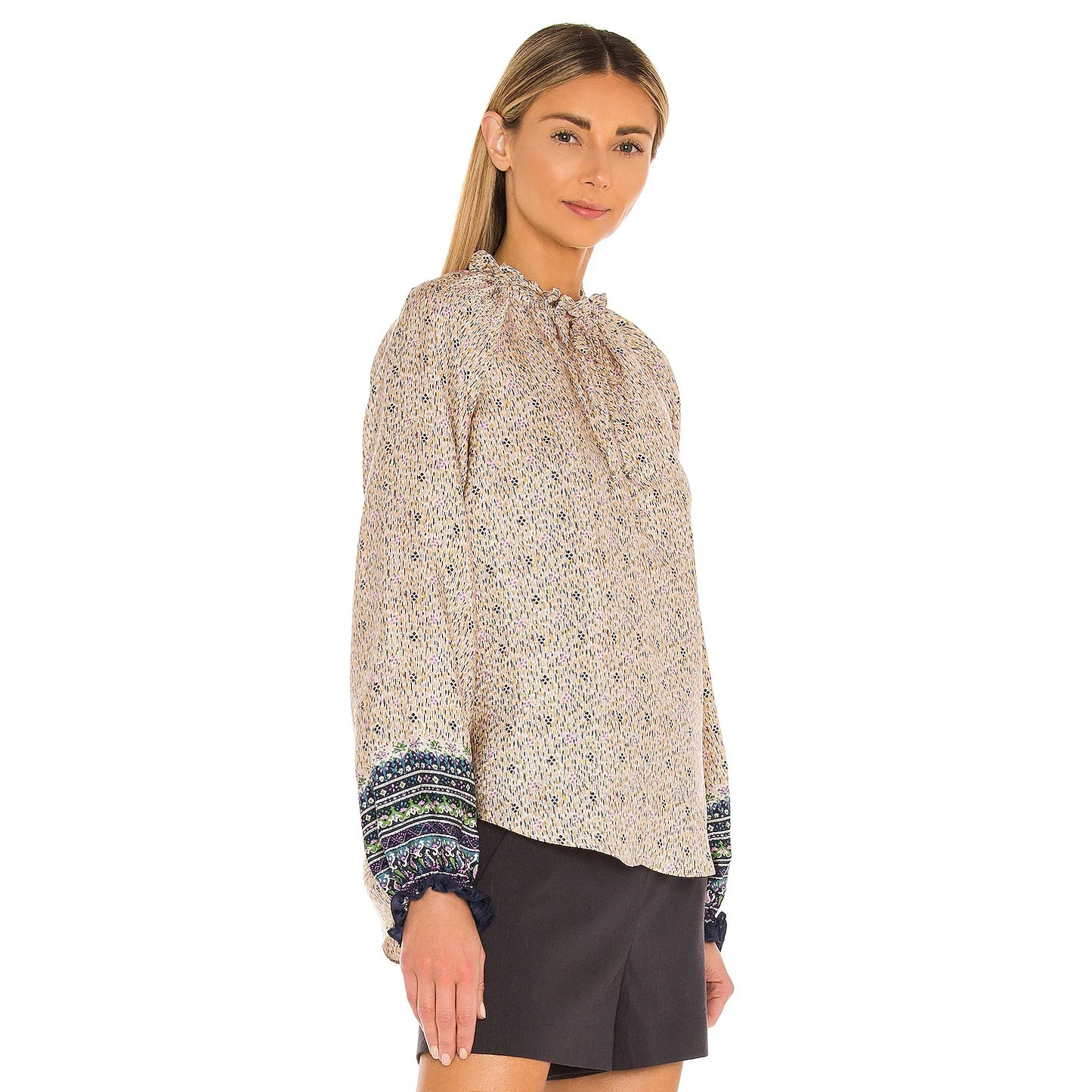 Veronica Beard "Antonette" Printed Silk Blouse, size 4