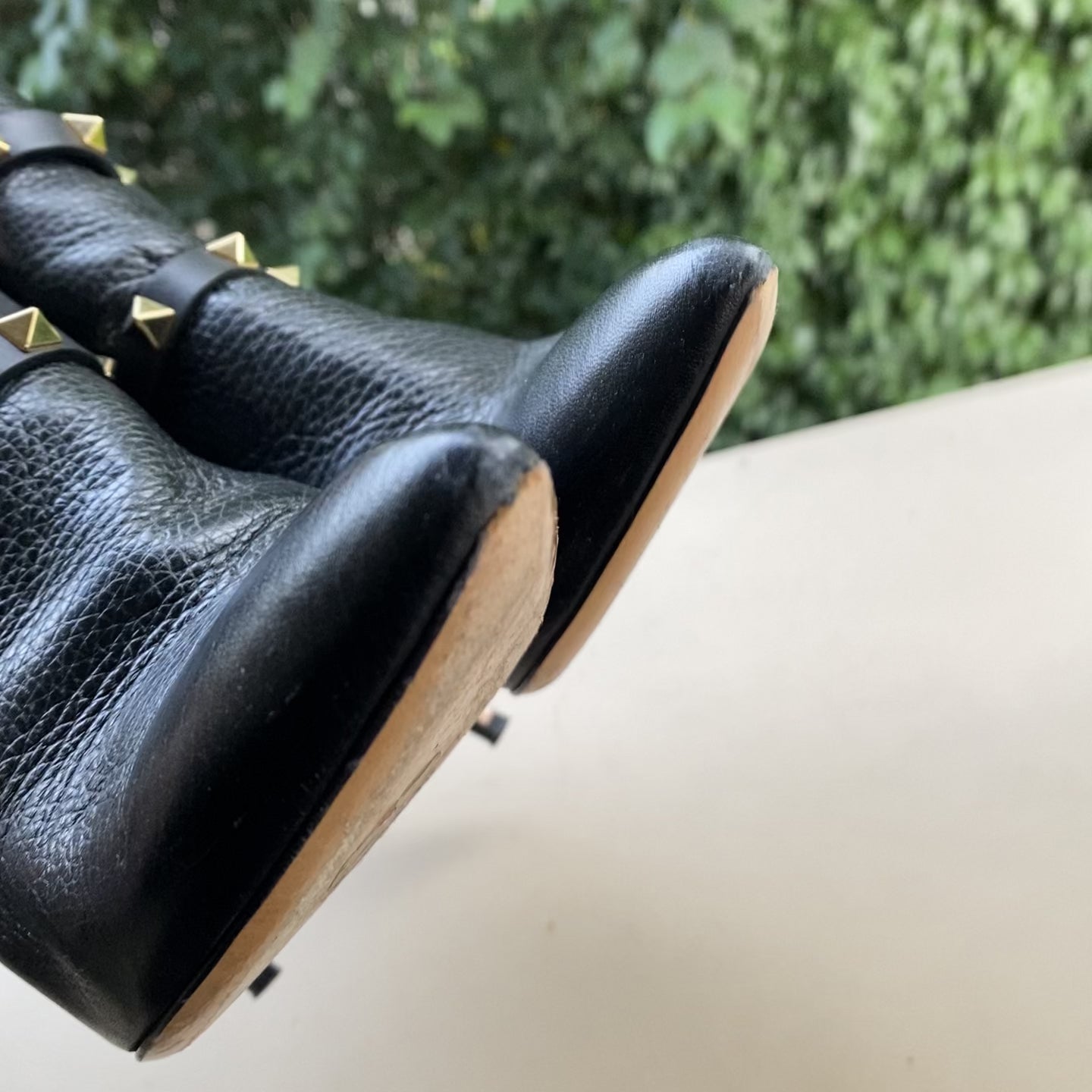 Botte en cuir noir Rockstud Valentino 100 mm, taille 37