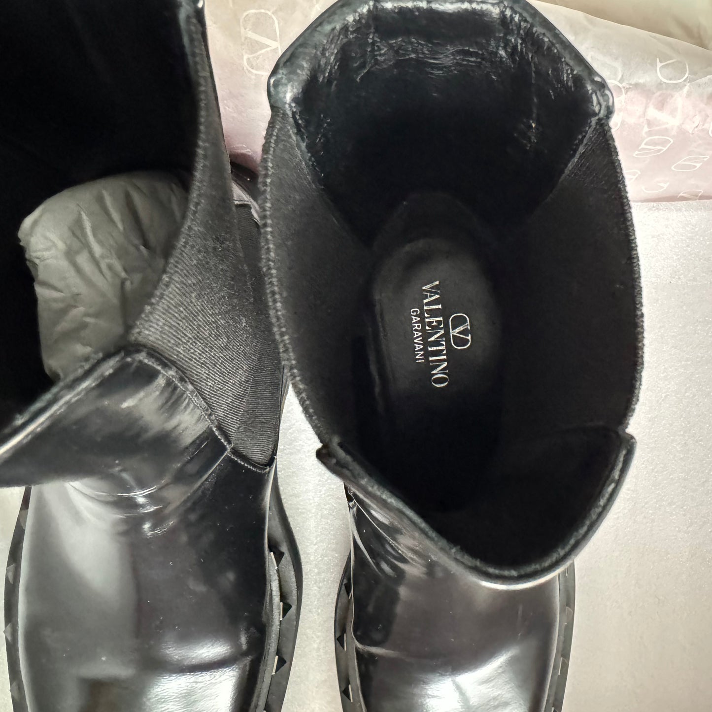 Valentino M-Way Rockstud Beatle Boots in Black, size 37.5