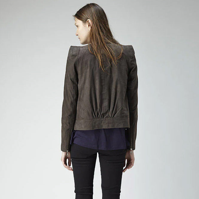 Vanessa Bruno Athe Suede Jacket in Brown, size 40