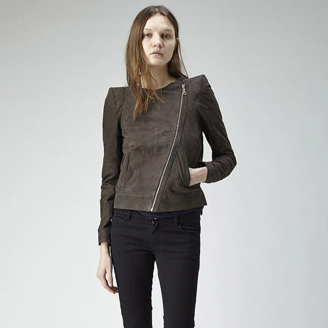 Vanessa Bruno Athe Suede Jacket in Brown, size 40