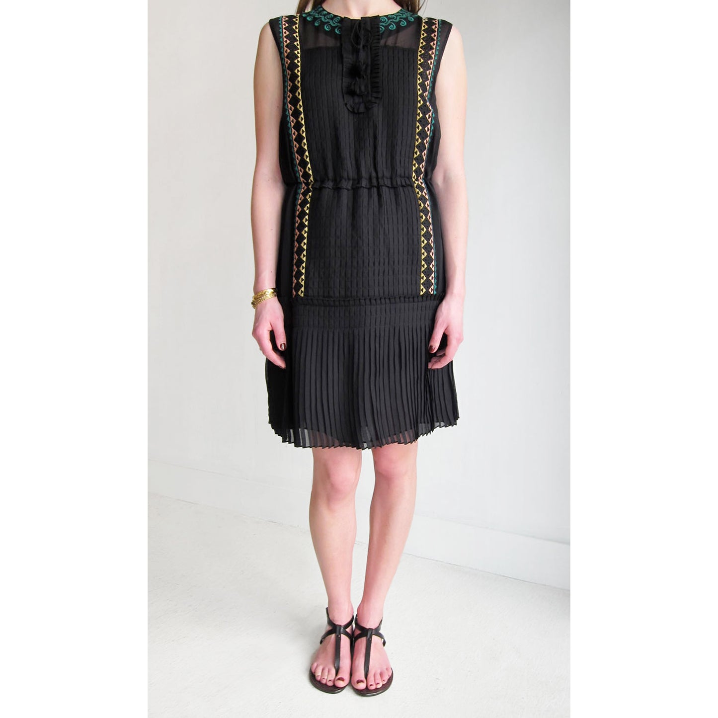 Vanessa Bruno Embroidered Silk Dress in Black, size 40