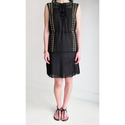 Vanessa Bruno Embroidered Silk Dress in Black, size 40