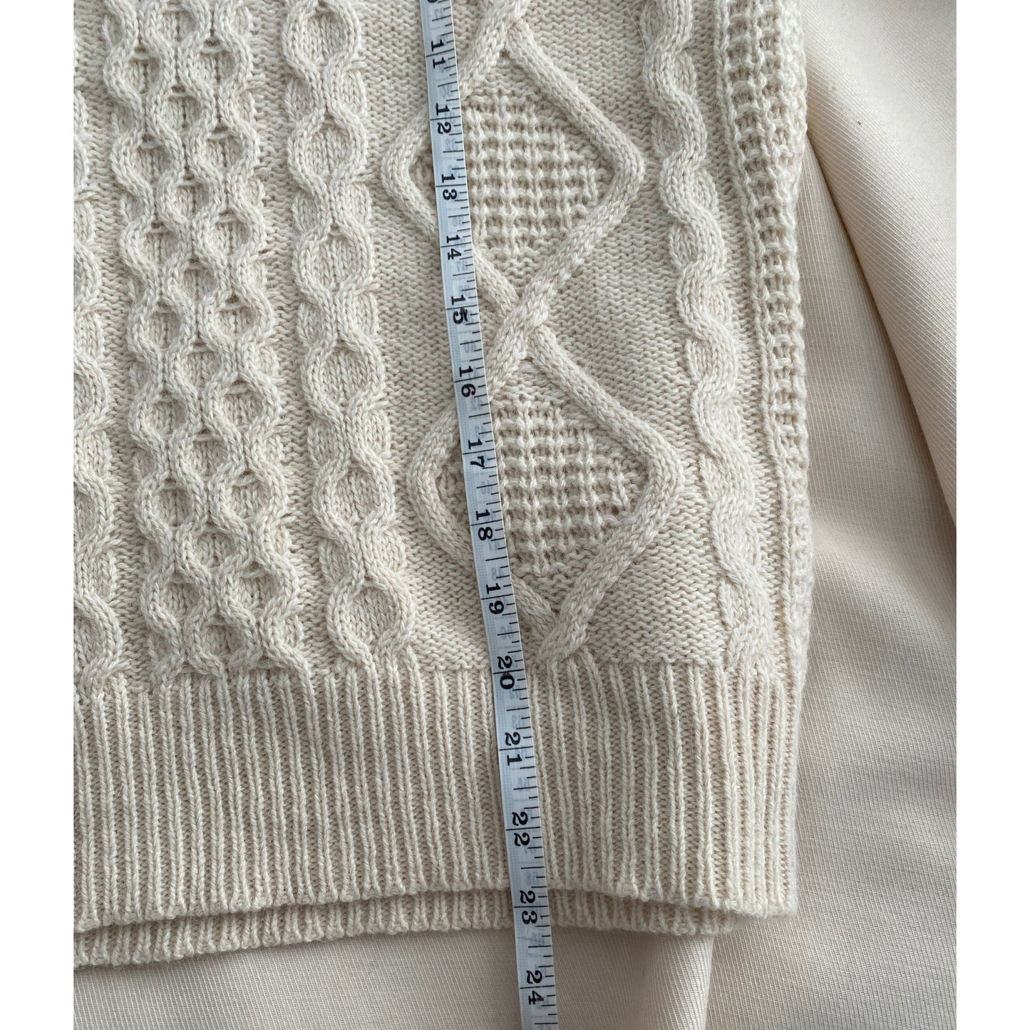 Vanessa Bruno Alpaca Cable Knit Sweater in Ivory, Size Small