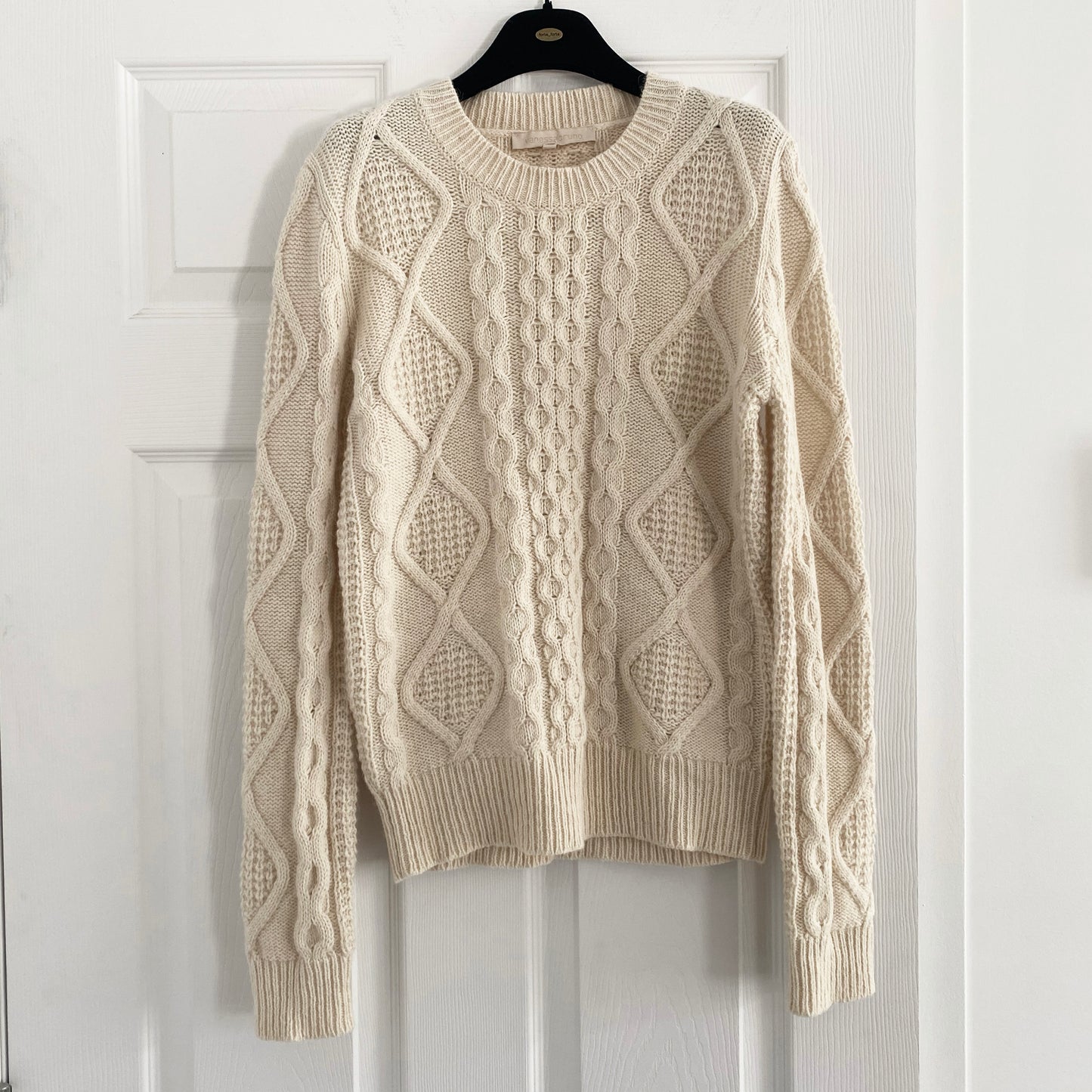 Vanessa Bruno Alpaca Cable Knit Sweater in Ivory, Size Small