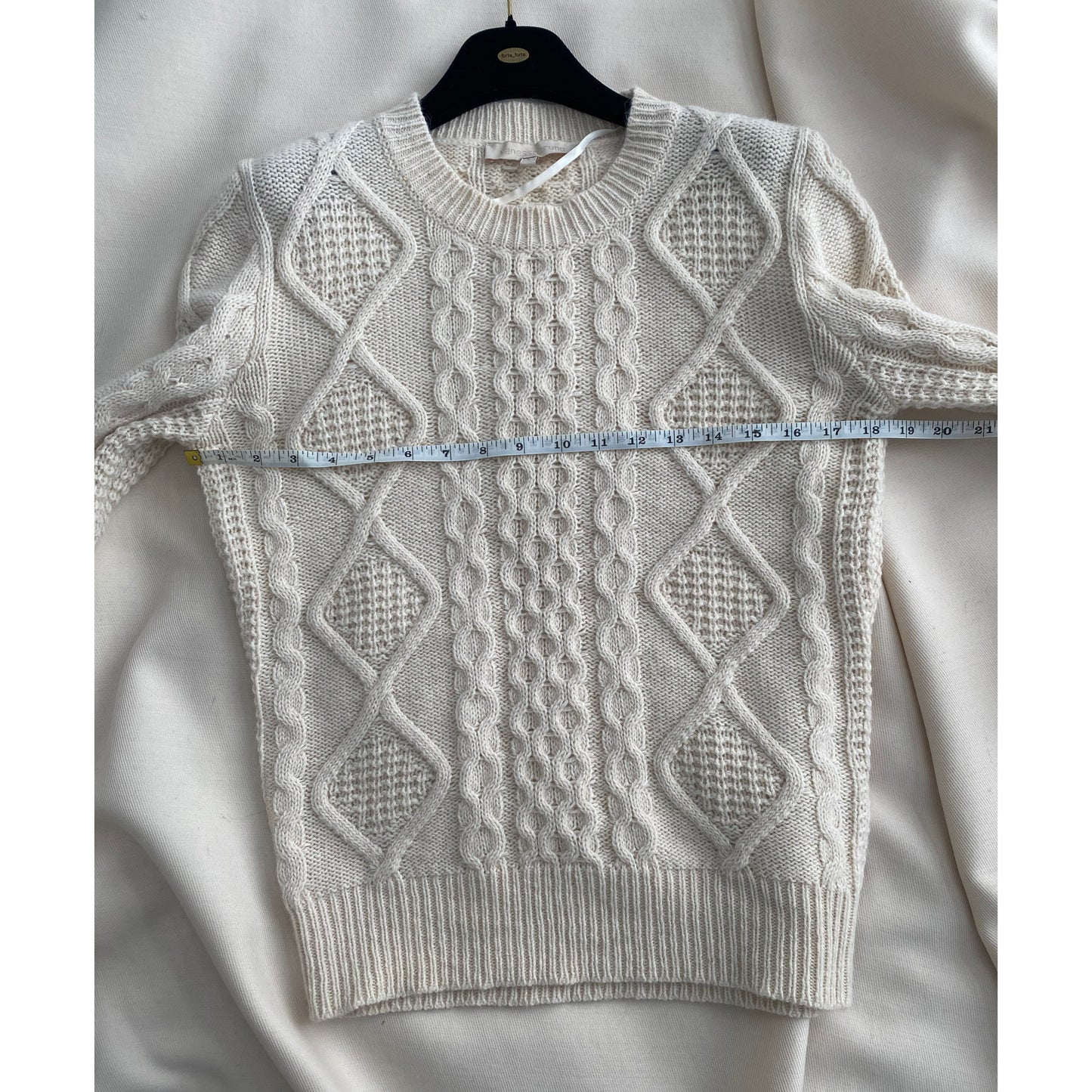 Vanessa Bruno Alpaca Cable Knit Sweater in Ivory, Size Small