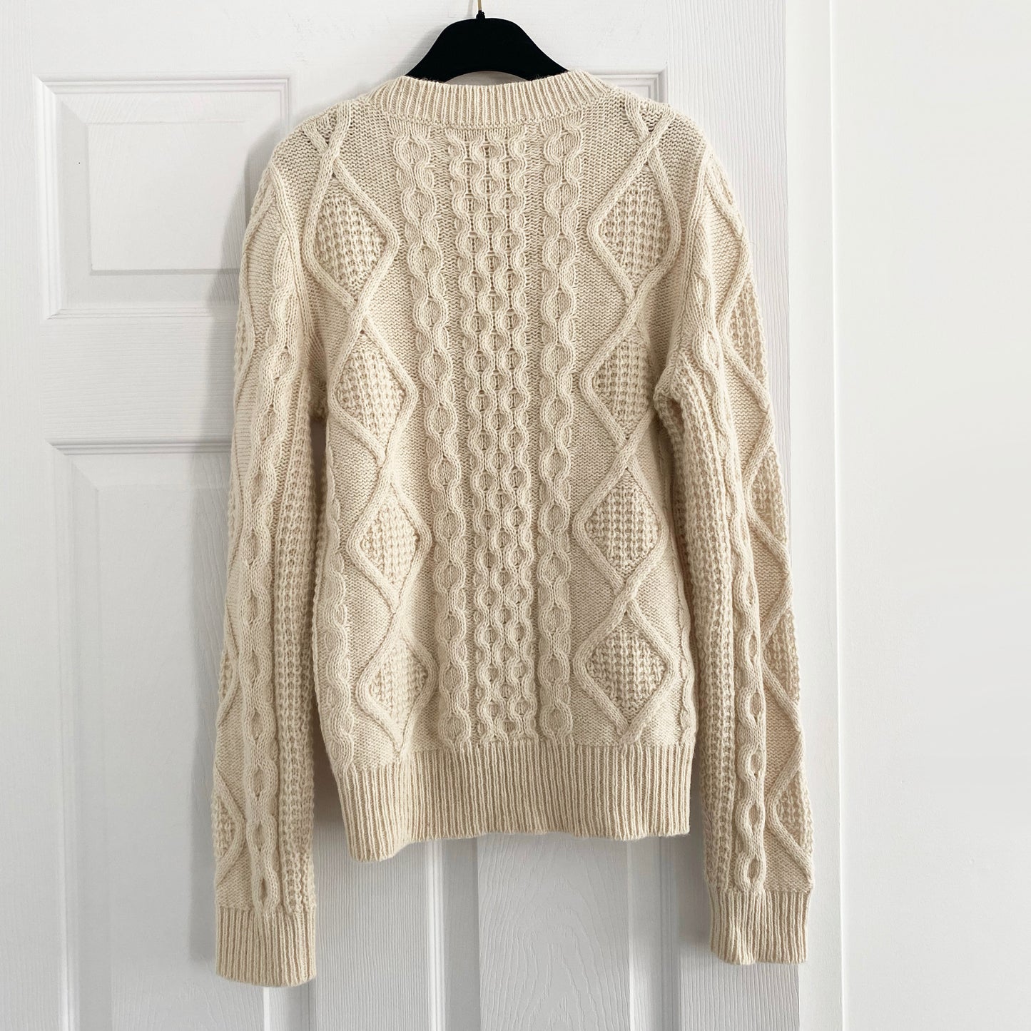 Vanessa Bruno Alpaca Cable Knit Sweater in Ivory, Size Small