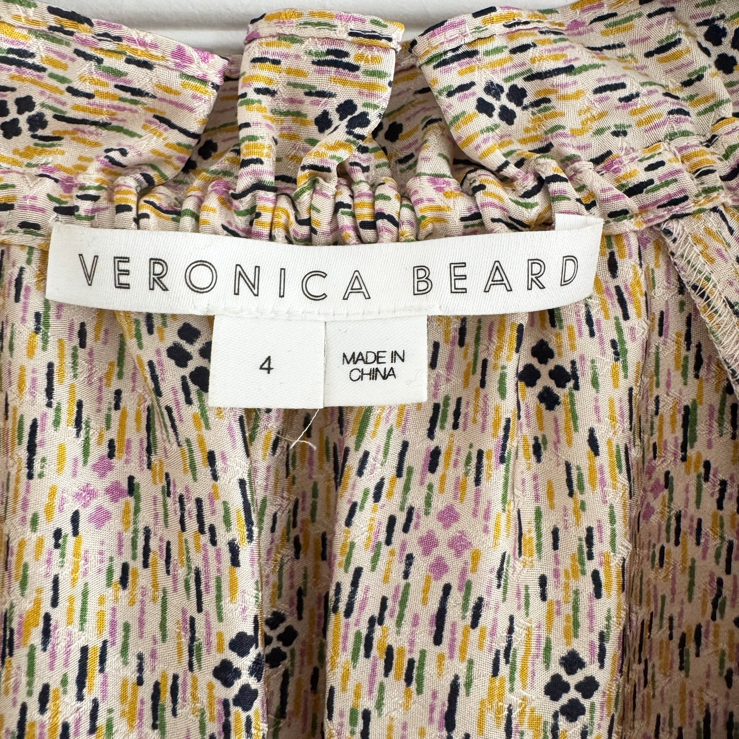 Veronica Beard "Antonette" Printed Silk Blouse, size 4
