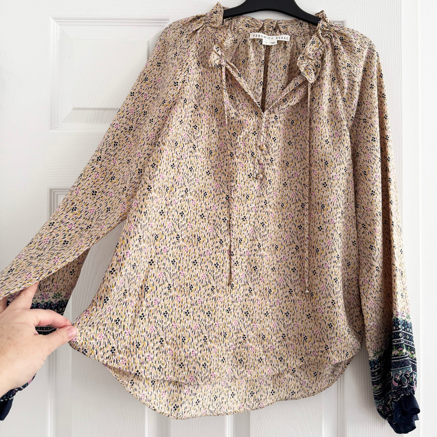 Veronica Beard "Antonette" Printed Silk Blouse, size 4