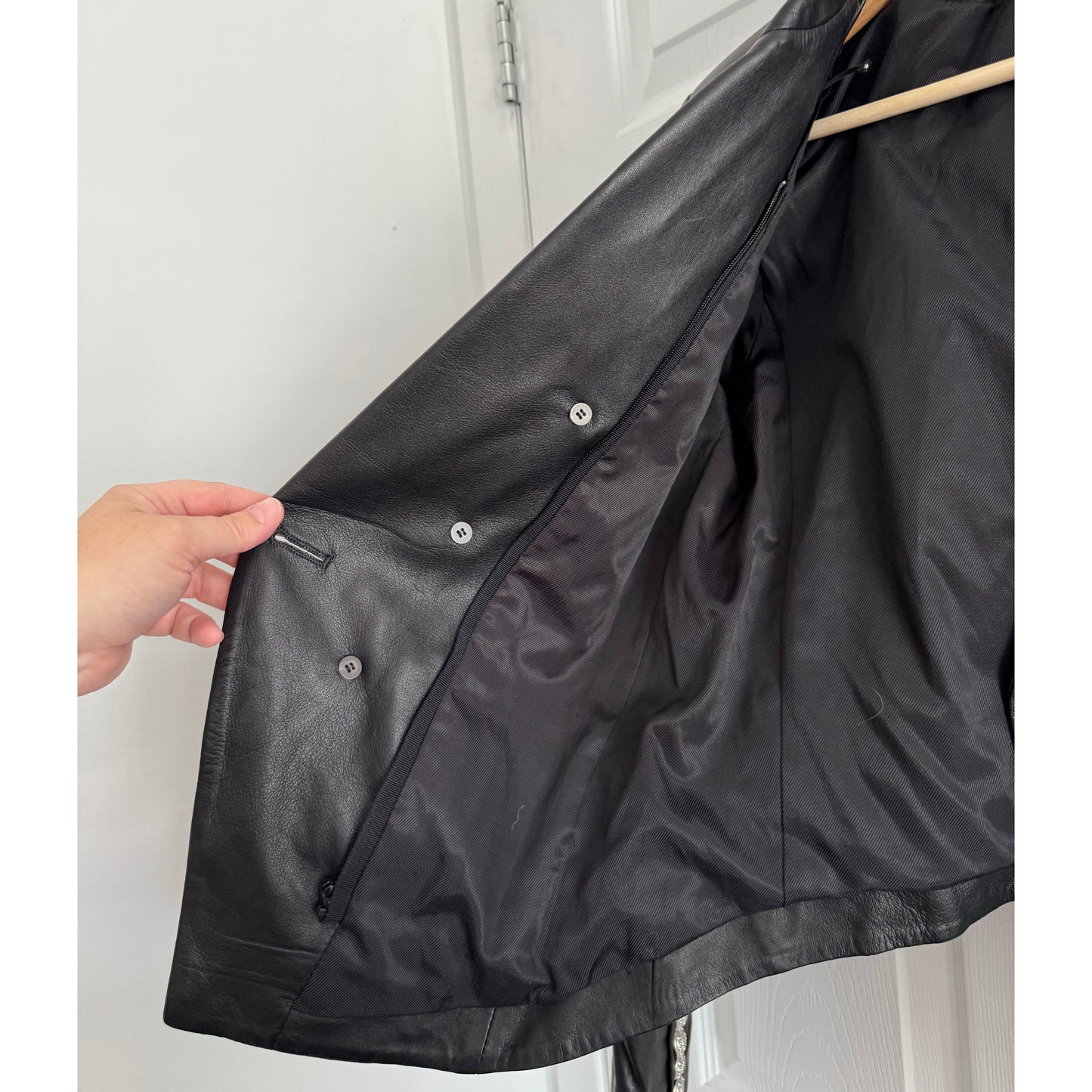 Veronica Beard Cooke Peak-Lapel Leather Jacket in Black, size 4