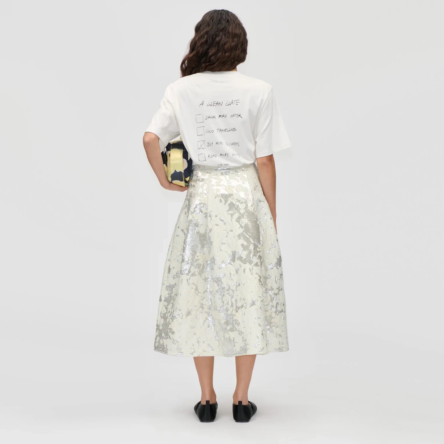 Stine Goya Lurex Midi Skirt in Metallic, size Small