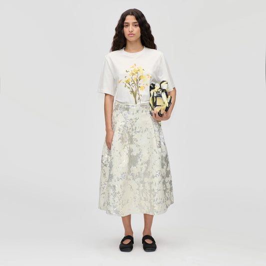 Stine Goya Lurex Midi Skirt in Metallic, size Small