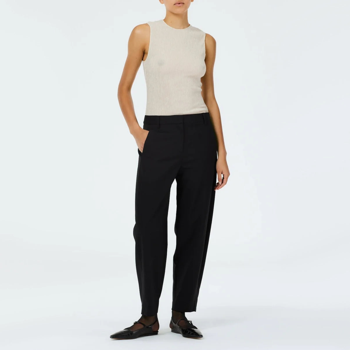 Tibi Sculpted Wool Trousers in Black, size 12