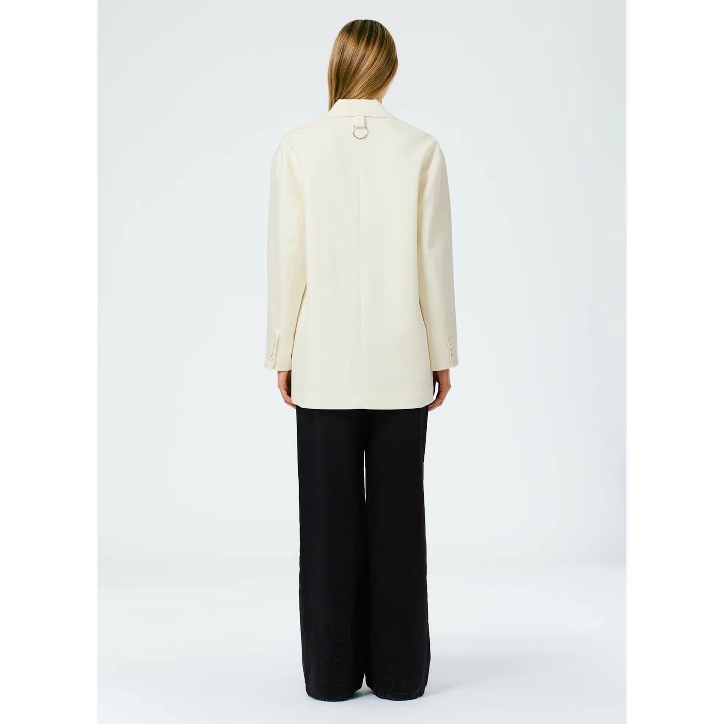 Tibi "Liam" Bond Wool Blazer w Detached Lapel in Ivory, size large