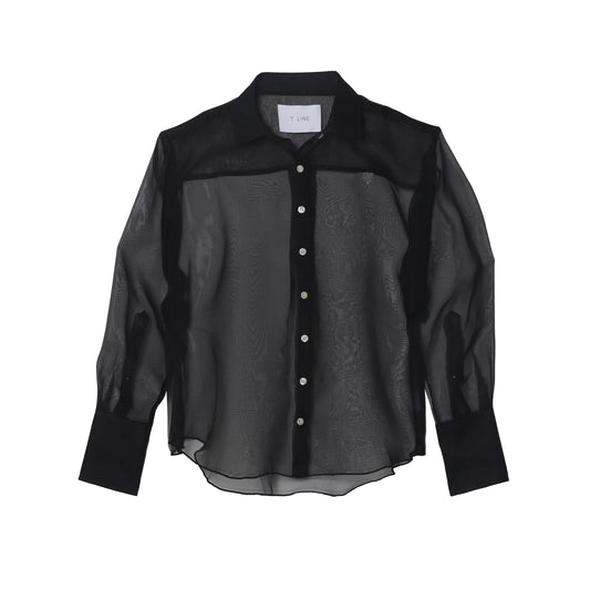 T.Line "Isabel" Silk Organza Shirt in Black, size S/M